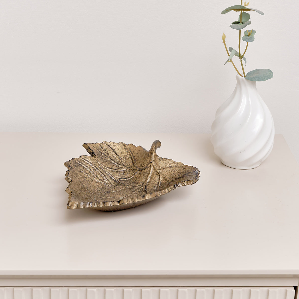 Rustic Bronze Leaf Trinket Tray Dish