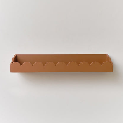 Rust Brown Scalloped Wall Storage Shelf - 61cm