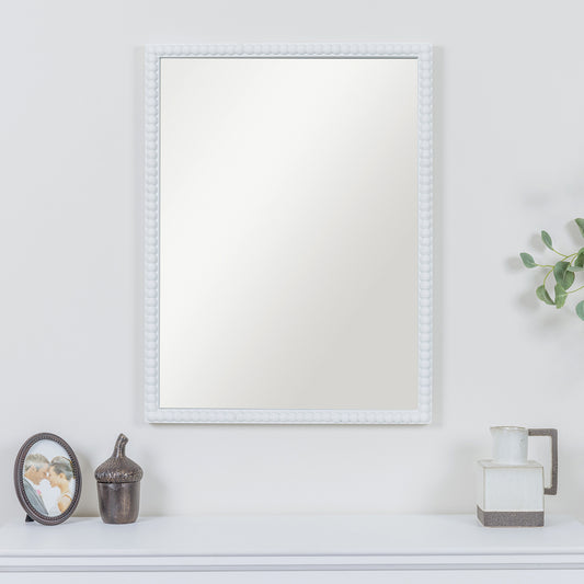  Rectangle White Bobbin Bobble Wall Mirror 62cm x 82cm 