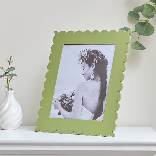  Large Apple Green Scalloped Portrait Photo Frame - 8x10 