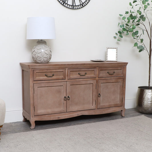  Wooden 3 Drawer Sideboard - Hessian Range 