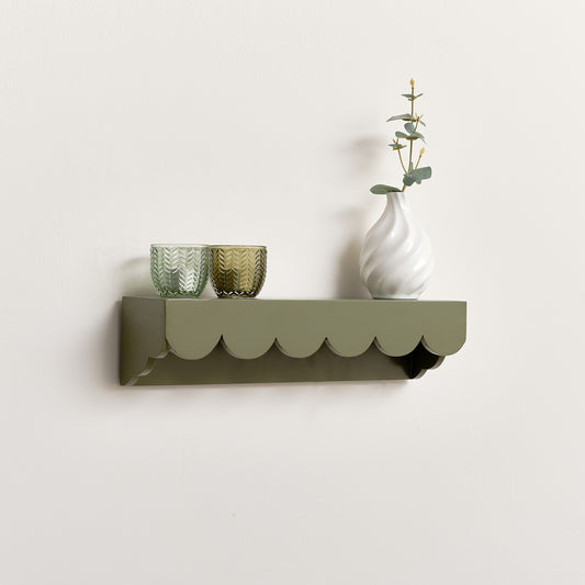  Green Scalloped Wall Storage Shelf - 40cm 