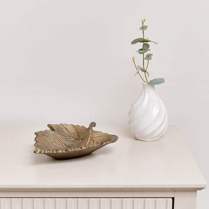 Rustic Bronze Leaf Trinket Tray Dish