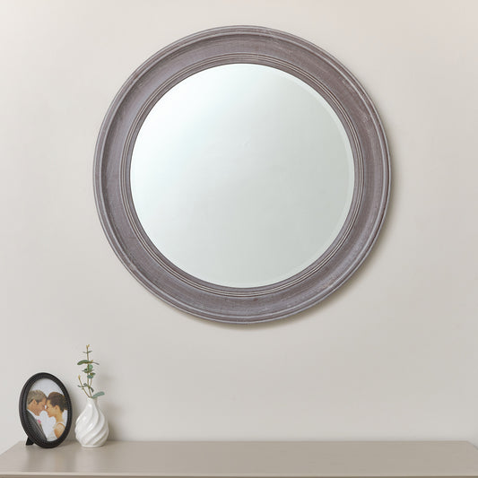  Large Round Rustic Wooden Wall Mirror 80cm x 80cm 