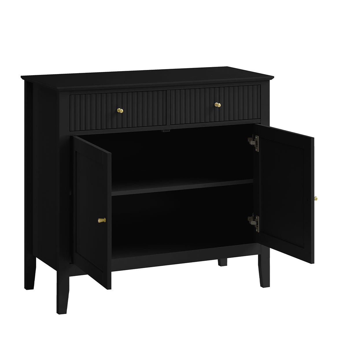 Black Two Door Two Drawer Sideboard - Hales Black Range