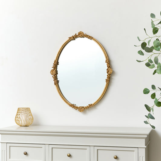  Oval Gold Ornate Wall Mirror 70cm x 56cm 