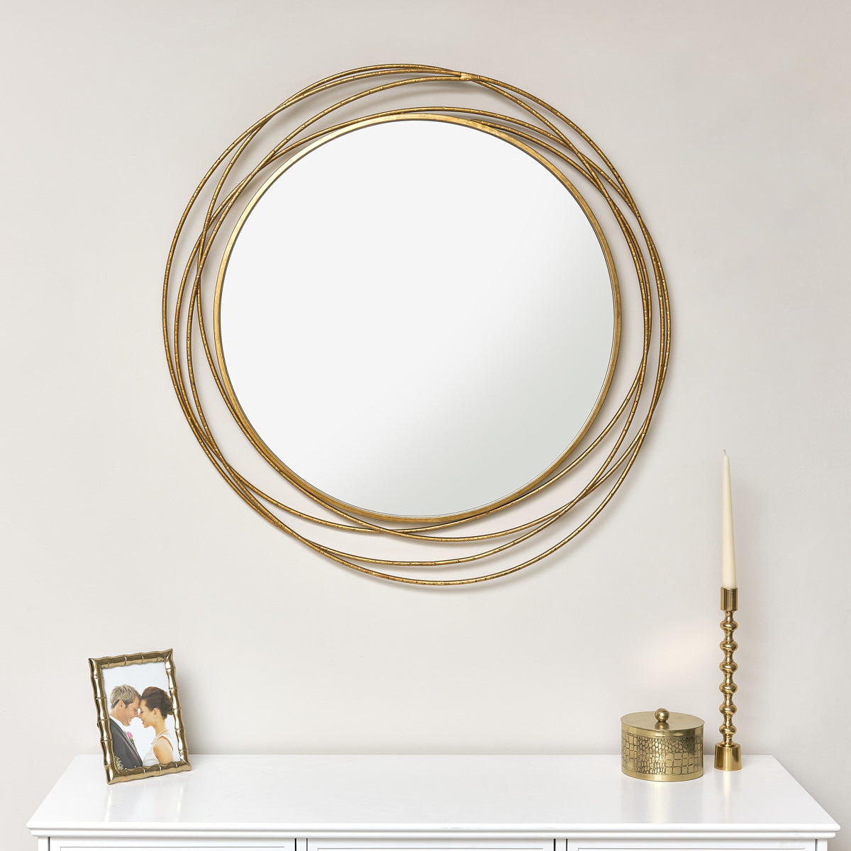 Large Round Gold Mirror 88cm x 85cm