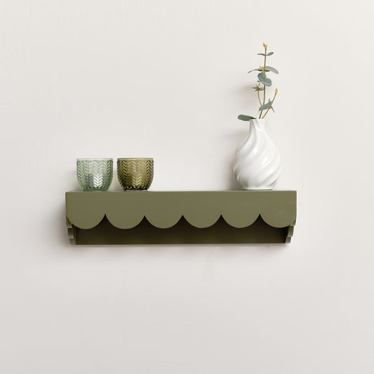  Green Scalloped Wall Storage Shelf - 40cm 