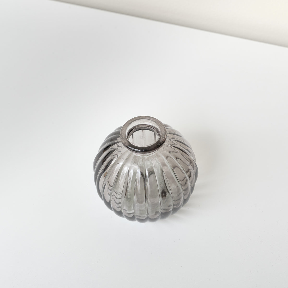 Round Grey Glass Bottle Vase - 8.5cm