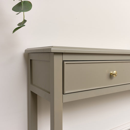  Taupe Grey 2 Drawer Console Table with Shelf Storage 