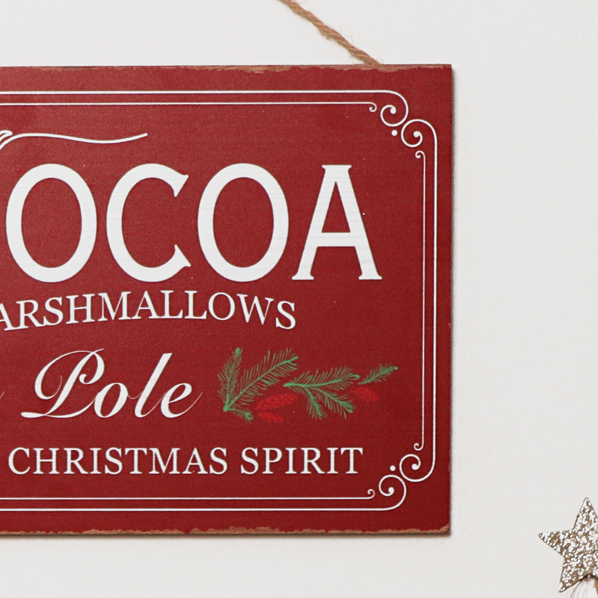 Red, White and Green Hot Cocoa Decorative Sign