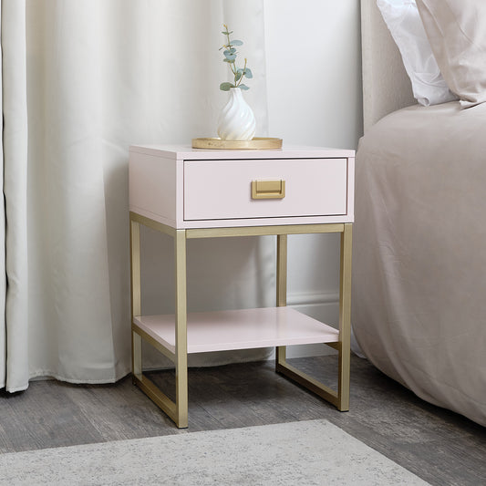  One Drawer Bedside Table - Elle Pink Range 