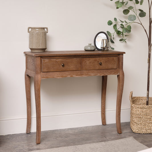  Dark Wood 2 Drawer Dressing Table - Ashwell Range 