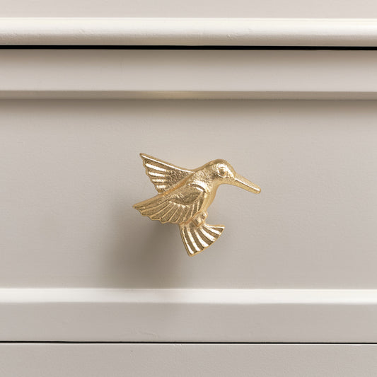  Shiny Gold Humming Bird Drawer Knob 