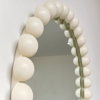 Large Round Pale Taupe Bobble Bobbin Wall Mirror 80cm x 80cm