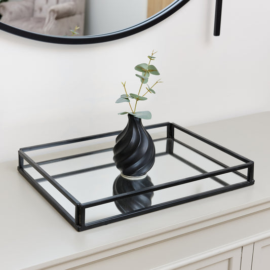  Large Black Mirrored Cocktail Tray 