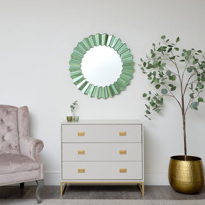 Large Bevelled Green Glass Wall Mirror 80cm x 80cm