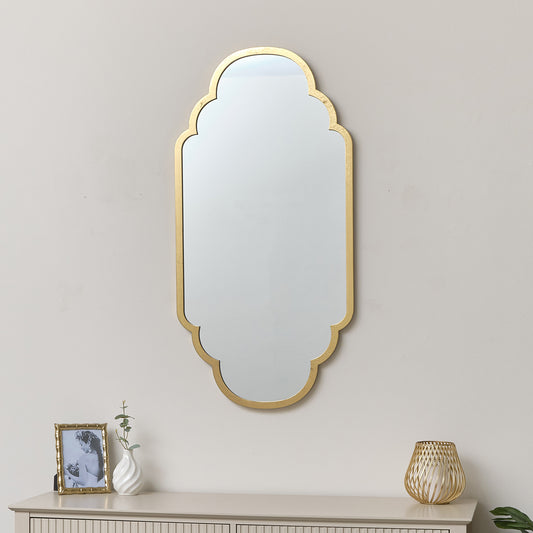  Gold Foiled Curved Scalloped Framed Wall Mirror 50cm x 100cm 