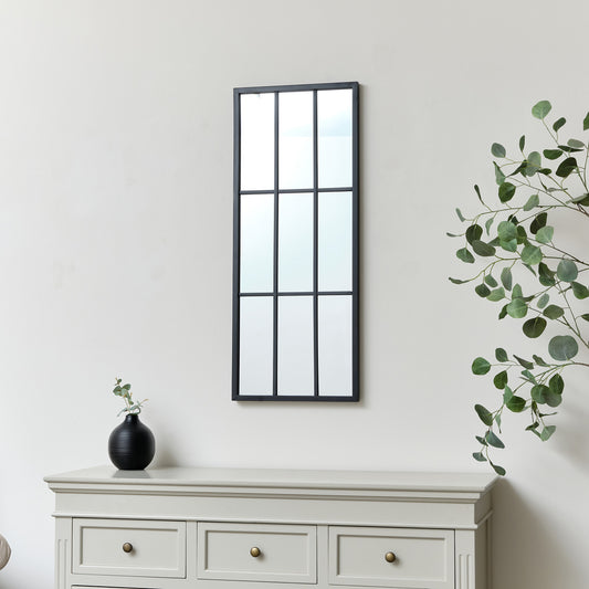  Matt Black Window Mirror 94cm x 38cm 