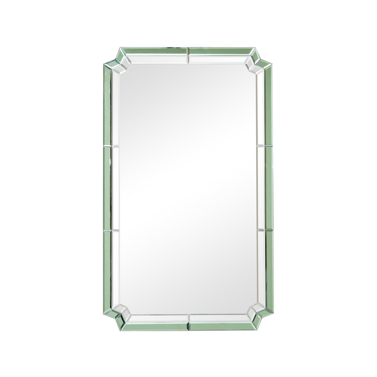 Rectangle Green Glass Art Deco Wall Mirror 60cm x 100cm