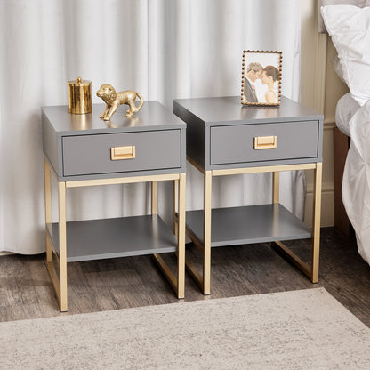 Pair of One Drawer Bedside Tables - Elle Slate Range