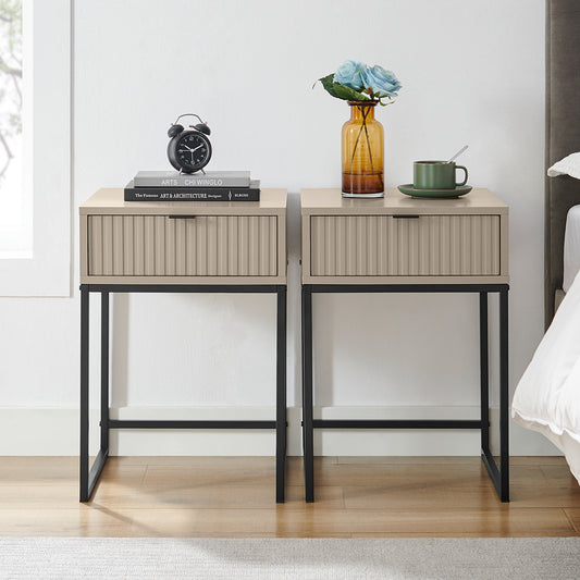  Pair of One Drawer Bedside Tables - Hesley Taupe Stone Range 