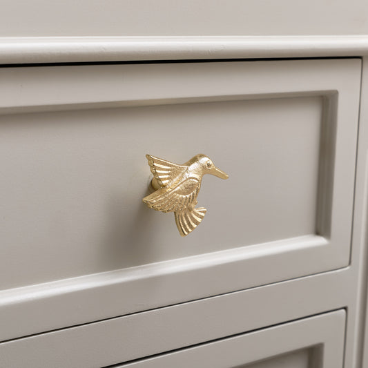  Shiny Gold Humming Bird Drawer Knob 