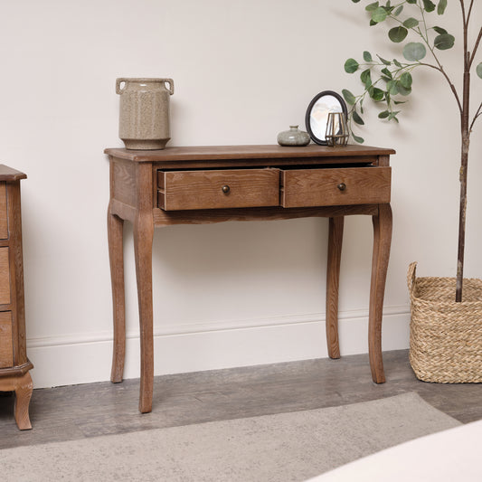  Dark Wood 2 Drawer Dressing Table - Ashwell Range 