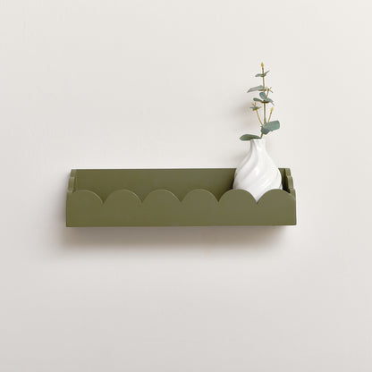 Green Scalloped Wall Storage Shelf - 40cm