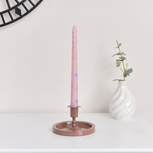  Terracotta Pink Round Candlestick Holder - 7cm 