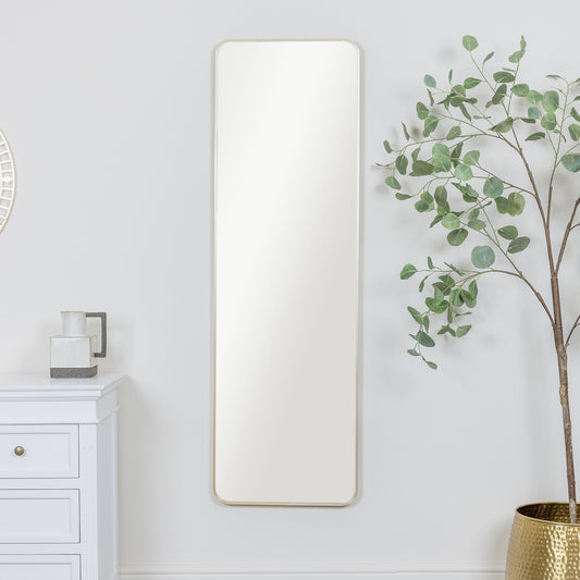  Tall Gold Curved Framed Wall / Leaner Mirror 145cm x 45cm 