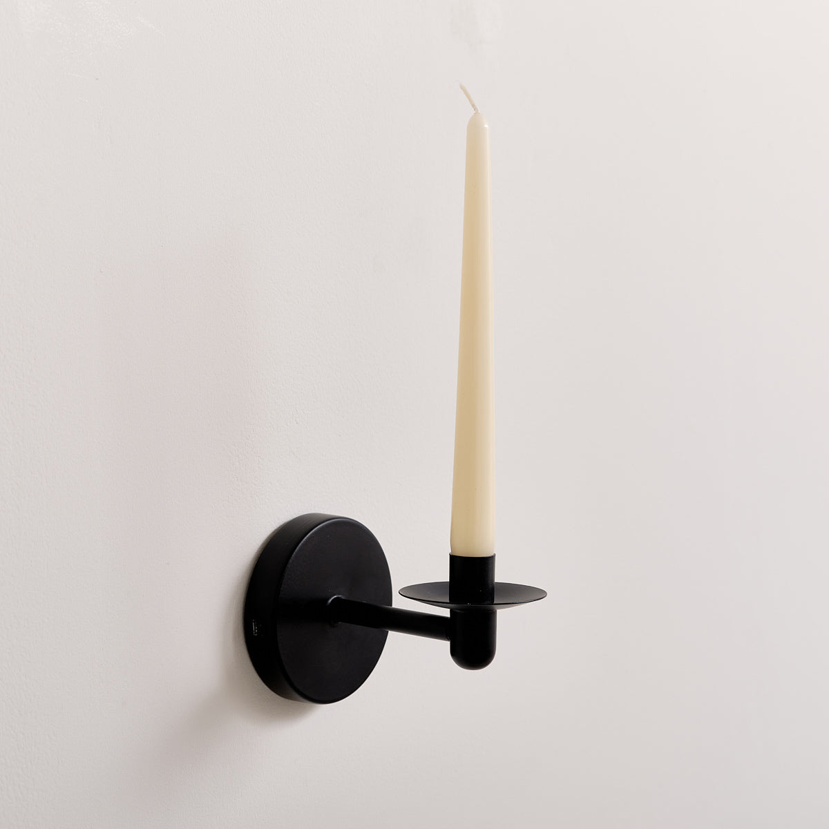 Round Black Metal Candle Wall Sconce