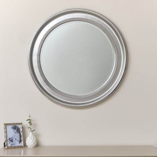  Large Round Silver Vintage Wall Mirror 80cm x 80cm 