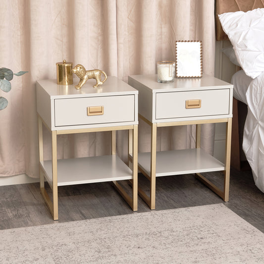  Pair of One Drawer Bedside Tables - Elle Stone Range 