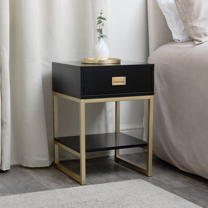 One Drawer Bedside Table - Elle Black Range