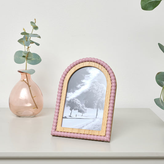  Pale Pink Arched Bobble Portrait Photo Frame - 4 x 6 