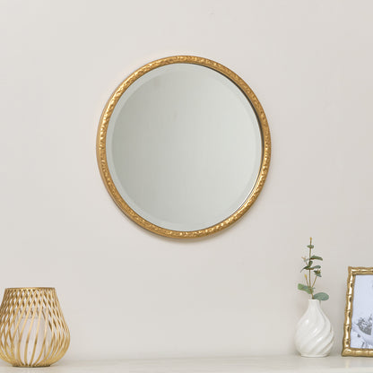 Round Gold Hammered Wall Mirror - 40cm x 40cm