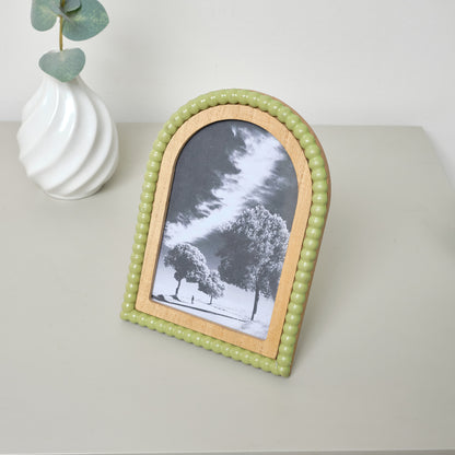 Olive Green Arched Bobble Portrait Photo Frame - 4 x 6