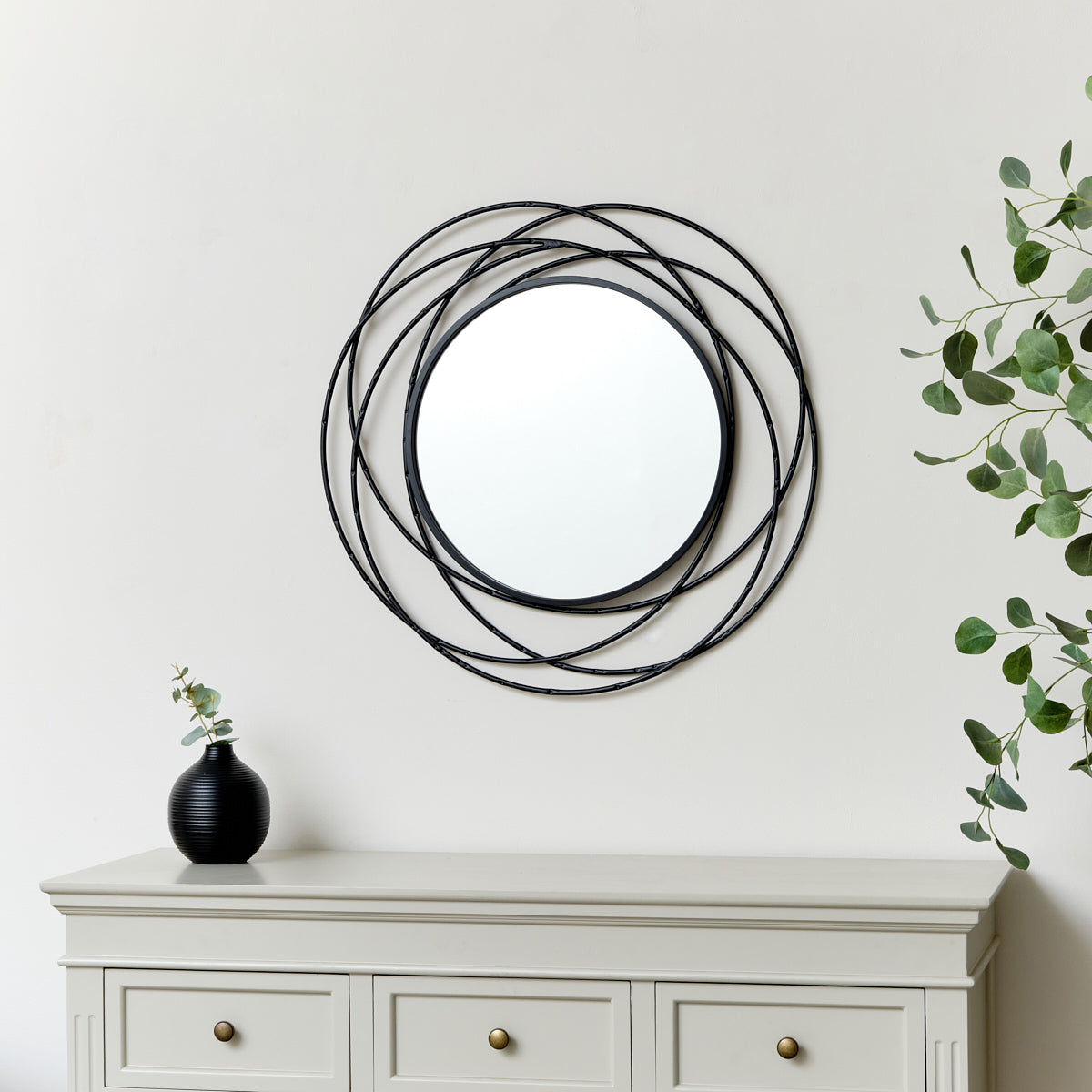 Black Swirl Wall Mirror - 70cm x 70cm