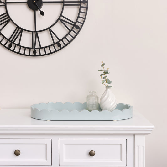  Pale Blue Oblong Scalloped Tray - 50cm 