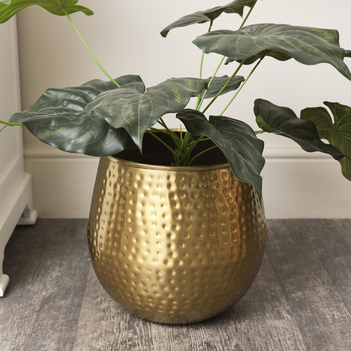 Medium Gold Hammered Metal Planter