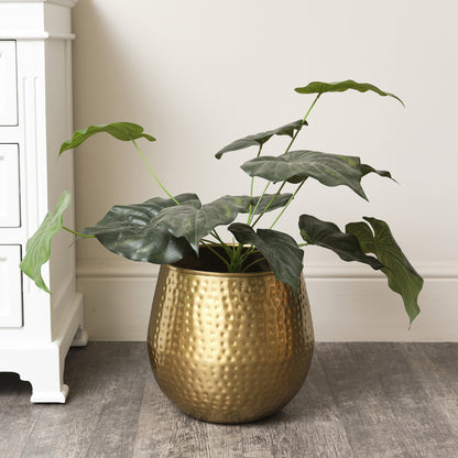 Medium Gold Hammered Metal Planter