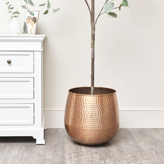  Large Copper Hammered Metal Planter 