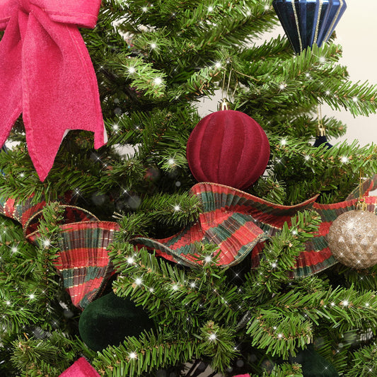  Red and Green Tartan Ruffle Christmas Tree Ribbon - 270cm 