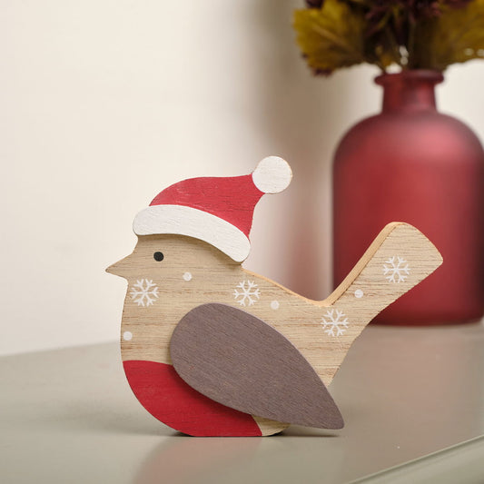  Rustic Wooden Red Robin Christmas Ornament 