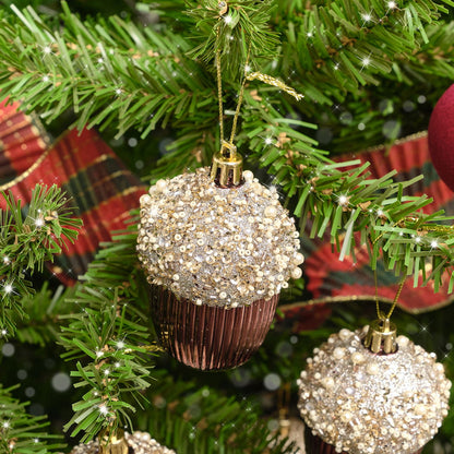 Set of 3 Bronze Jewelled Acorn Baubles