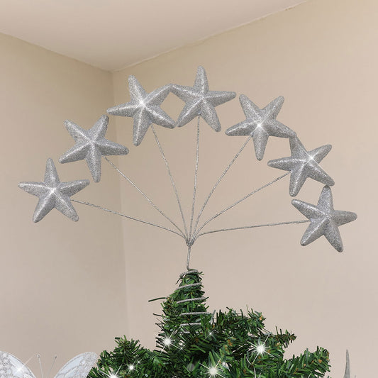  Silver Multi Star Christmas Tree Topper 